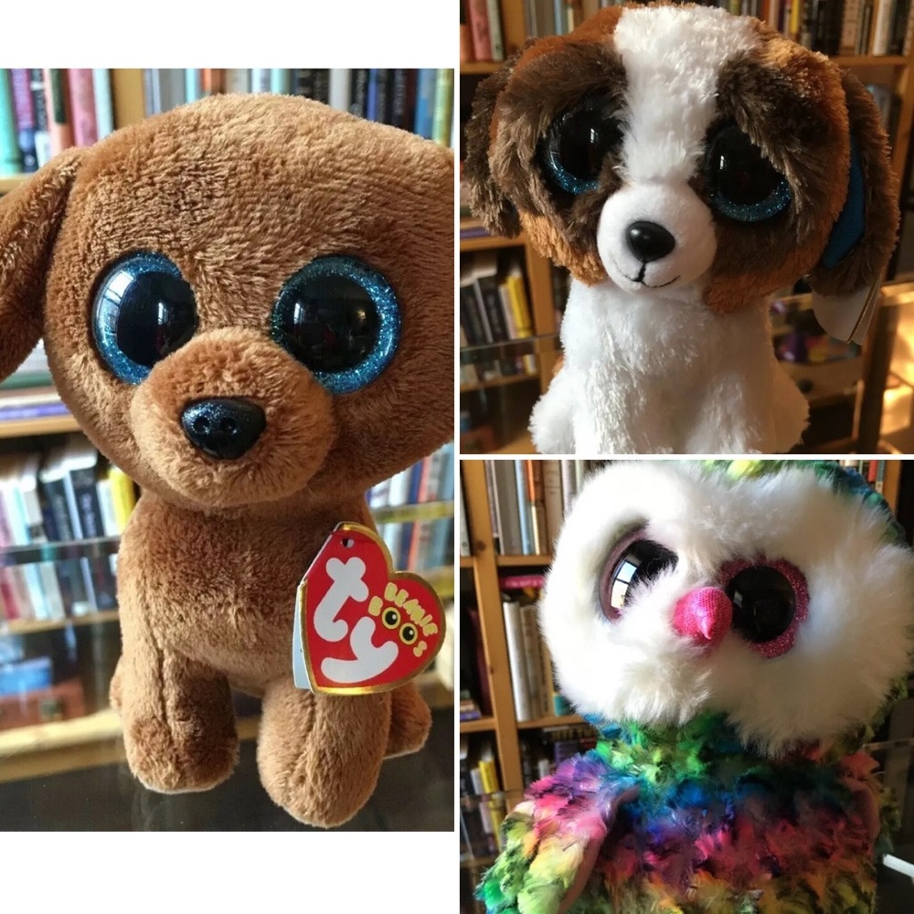 3 BEANIE BOOS (Dougie Dog, Duke Dog, Owen Owl)